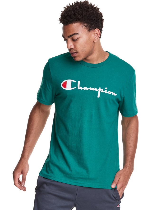 Tricou Champion Lightweight Script Logo Barbati Turcoaz - Romania XKOLYJF-12